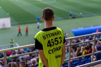 Security steward at a football match