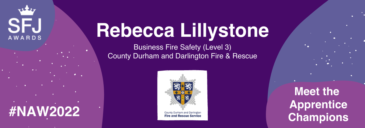 Name and apprenticeship title of apprentice with name and logo of organisation.