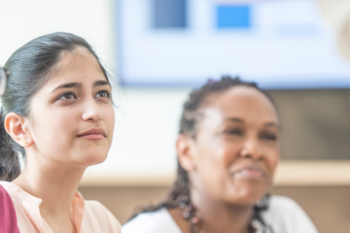 Three adults in a training course