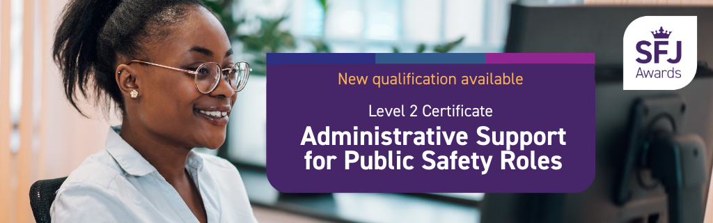 Office worker at her desk, with the title of the new qualification