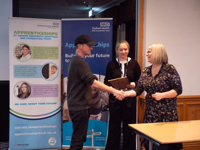 Pete Logan, Peer Support Worker, receiving his Rising Star Apprenticeship award.