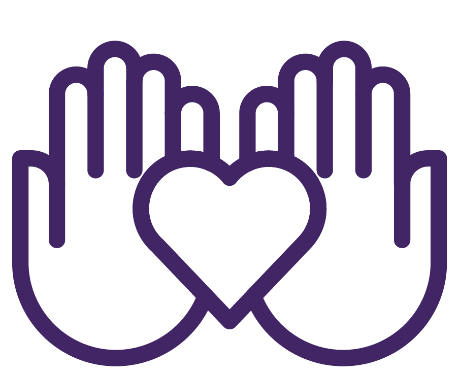Icon of hands with a heart in the middle