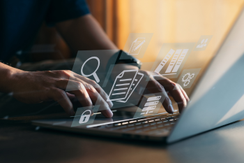 Tools and resources concept of person on laptop