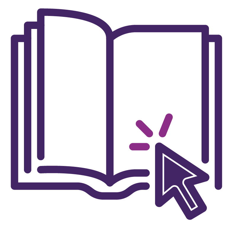 Icon of open book with cursor