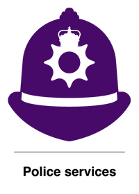 Police hat icon. Text says "Police services".